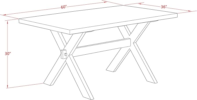 East West Furniture X626DR124-7 7 Piece Kitchen Table Set Consist of a Rectangle Dining Table with X-Legs and 6 Black Color Linen Fabric Parson Dining Chairs, 36x60 Inch, Multi-Color