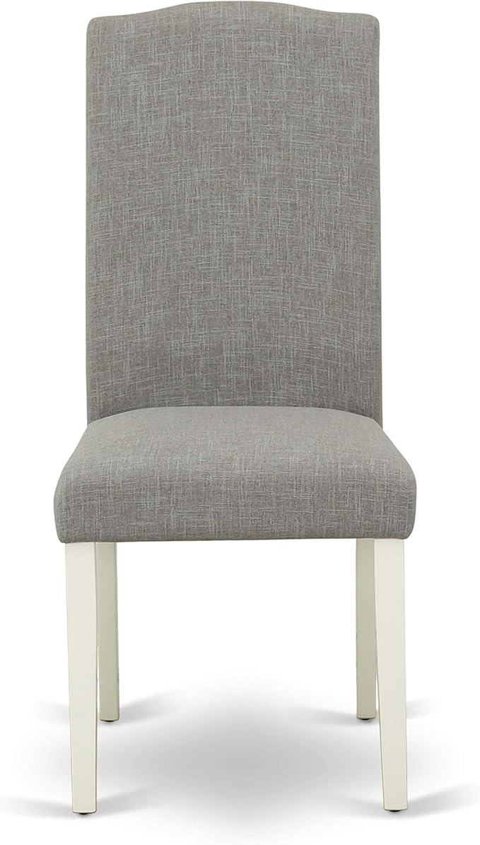 East West Furniture 1NDEN5-LWH-06 5 Piece Dining Table Set for 4 Includes a Rectangle Kitchen Table with Dropleaf and 4 Dark Shitake Linen Fabric Upholstered Chairs, 30x48 Inch, Linen White