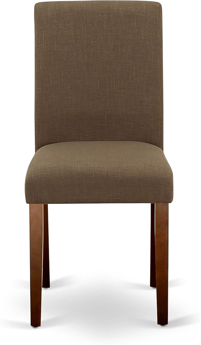 East West Furniture CAAB7-MAH-18 7 Piece Modern Dining Table Set Consist of a Rectangle Wooden Table and 6 Coffee Linen Fabric Upholstered Chairs, 36x60 Inch, Mahogany