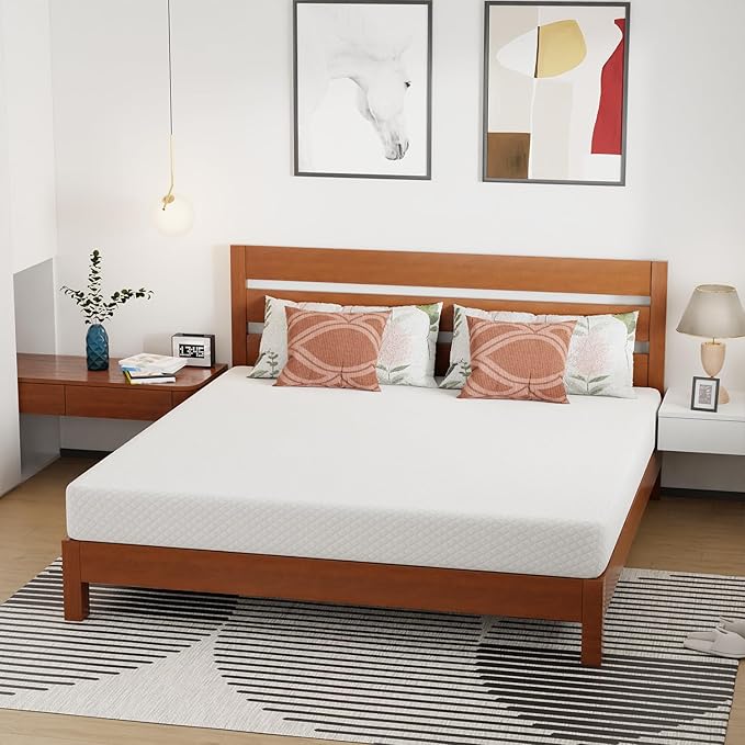 FDW | 8 Inch King Mattress | Medium Firm | Gel Memory Foam Mattress | White | Bed in a Box, CertiPUR-US Certified | Pressure Relief, Cooling Ventilated Foam | Washable Removable Cover
