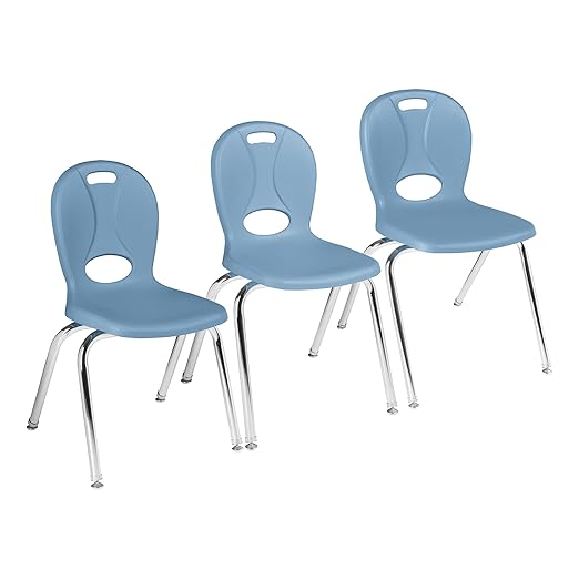 Learniture LNT-116-CSW-SB Learniture Structure Series Stackable School Chairs for Classroom, 16" Seat Height, Blue, Pack of 4
