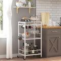 TUTOTAK Bar Cart, Home Bar Serving Cart, Drink Cart with 3-Tier Mirrored Shelf, Mobile Kitchen Shelf with Wine Rack, BC01BW033