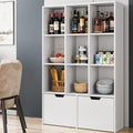 GarveeHome 55 Inches Tall Bookcase with 2 Drawers, Open Storage Bookshelf with 4 Tier Adjustable Shelves, Large Open Book Cabinet Standing for Home Office, White