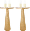 OBJET D'ART Small Round Gold End Tables, Set of 2, Esther, 21" Height, Vintage Metal Accent, Side, Pedestal, Coctail and Drink Tables for Living Room and Small Spaces