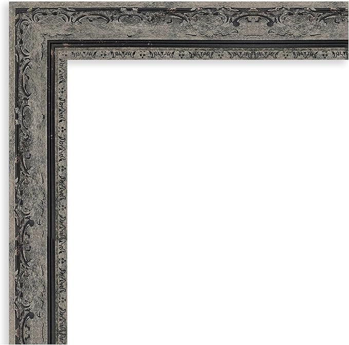 Amanti Art Bathroom Mirror for Over Sink, 29x41 Filigree Matte Black Rectangle Vanity Mirror, Large Traditional Frame, Hangs Horizonally and Vertically, Bathroom Wall Decor, Beveled Edge