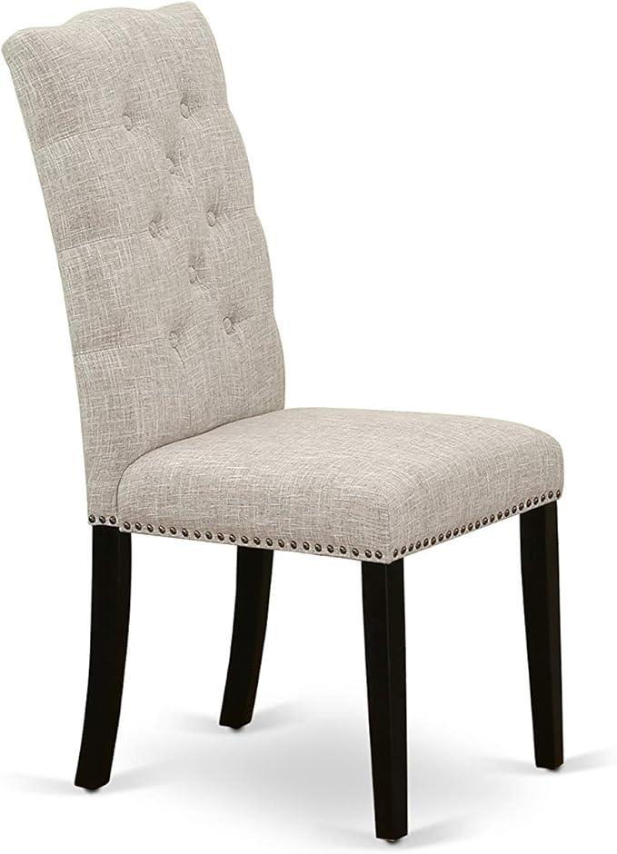 East West Furniture X677EL635-5 5 Piece Kitchen Table & Chairs Set Includes a Rectangle Dining Room Table with X-Legs and 4 Doeskin Linen Fabric Parsons Chairs, 40x72 Inch, Multi-Color