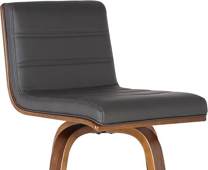 Armen Living Vienna 26" Swivel Counter Stool in Walnut Wood Finish with Gray Faux Leather - Set of 3
