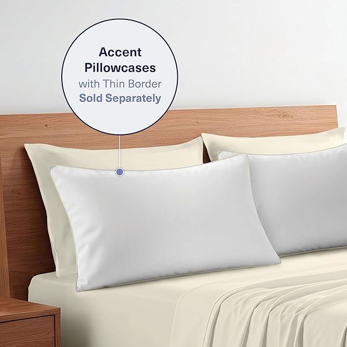 Kickoff Viscose Bamboo Sheets King Size 4-pc 100% Organic Bamboo Viscose Bed Cooling Sheets King Size Set Cool Bedding for hot Sleepers Sheet, Flat, Fitted, Pillowcases (Buttercream,K)