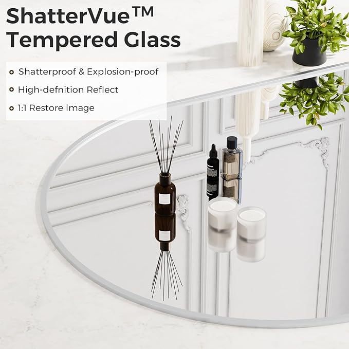 Koonmi 30"x71" Arched Full Length Mirror, Silver Large Floor Mirror with Aluminum Alloy Frame, Standing Hanging or Leaning Wall-Mounted Full Body Mirror for Living Room and Bedroom
