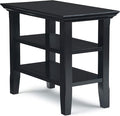 SIMPLIHOME Acadian 14-inch Wide Solid Wood Narrow End Table in Black, Transitional-Style Side Table for Living Room, Bedroom, or Family Room with 2 Open Shelves