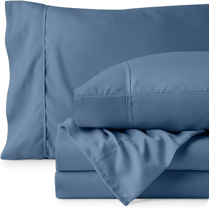 Bare Home Full Sheet Set - Luxury 1800 Ultra-Soft Microfiber Full Bed Sheets - Double Brushed - Deep Pockets - Easy Fit - 4 Piece Set - Bedding Sheets & Pillowcases (Full, Coronet Blue)