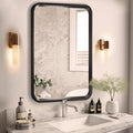 WallBeyond 20x30 Inch Wood Mirror for Bathroom, Wooden Frame Wall Mirror Farmhouse Wall Mounted Rectangle Mirror for Vanity (Horizontal/Vertical Black Color)