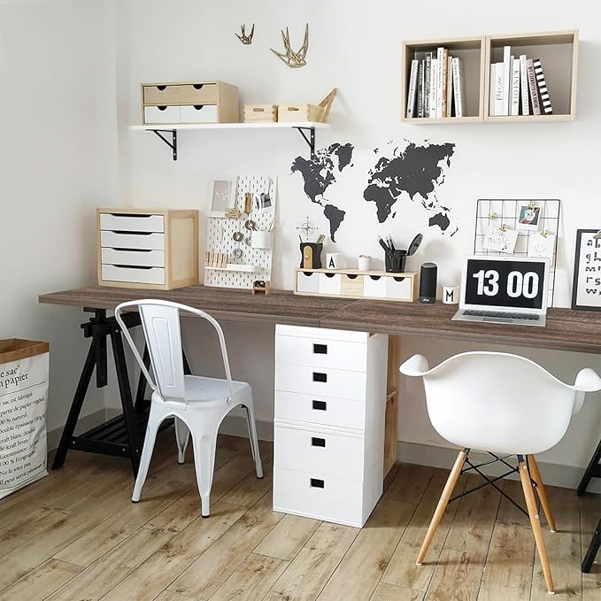 Kaboon Universal Tabletop 60"x18", Solid One-Piece Melamine Table Top, Double Desk L-Desk DIY, Home and Office Countertop,Eucalyptus