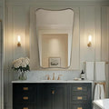 ANDY STAR 30x48 Inch Brushed Gold Mirror, Large Asymmetrical Wall Mirror, Antique Gold Mirror in Anti-Rust Stainless Steel Frame, Unique Designed Frame Ideal for Home Remodel