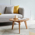 100% Solid Oak Wood Mini Coffee Table, Round Living Room Table Side Table w/Solid Wood Legs, Walnut Mid Century Sturdy Tables for Bedroom Balcony Living Room (23.62" D x 13.78" H)