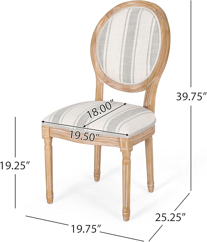 Phinnaeus Dining Chairs - Wood - Gray Stripes/Light Beige (Set of 2)