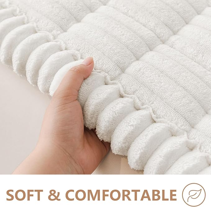 Smiry Couch Cover for Dogs Washable, Non Slip Fuzzy Pet Couch Covers for 3 Cushion Sofa Pet Friendly, Thick Soft Sofa Slipcovers Cushion Protector (White, 27.6" x 70.9")