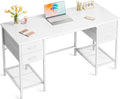 Huuger 47 Inch White Desk with 4 Drawers, Vanity Desk with Mesh Shelf, Study Table with Large Storage, Computer Desk for Home Office, Bedroom, Work from Home