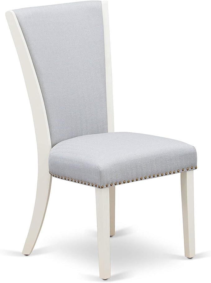 East West Furniture X077VE005-9 9 Piece Modern Dining Table Set Includes a Rectangle Wooden Table with X-Legs and 8 Grey Linen Fabric Parsons Dining Chairs, 40x72 Inch, Multi-Color
