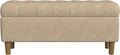 HomePop Home Decor | Tufted Ainsley Button Storage Ottoman Bench with Hinged Lid | Ottoman Bench with Storage for Living Room & Bedroom, Light Tan Textured Solid