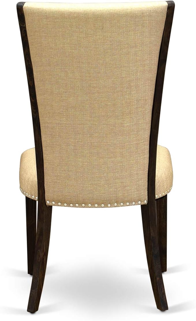 East West Furniture X777VE703-6 6 Piece Dining Set Contains a Rectangle Dining Room Table with X-Legs and 4 Brown Linen Fabric Parson Chairs with a Bench, 40x72 Inch, Multi-Color