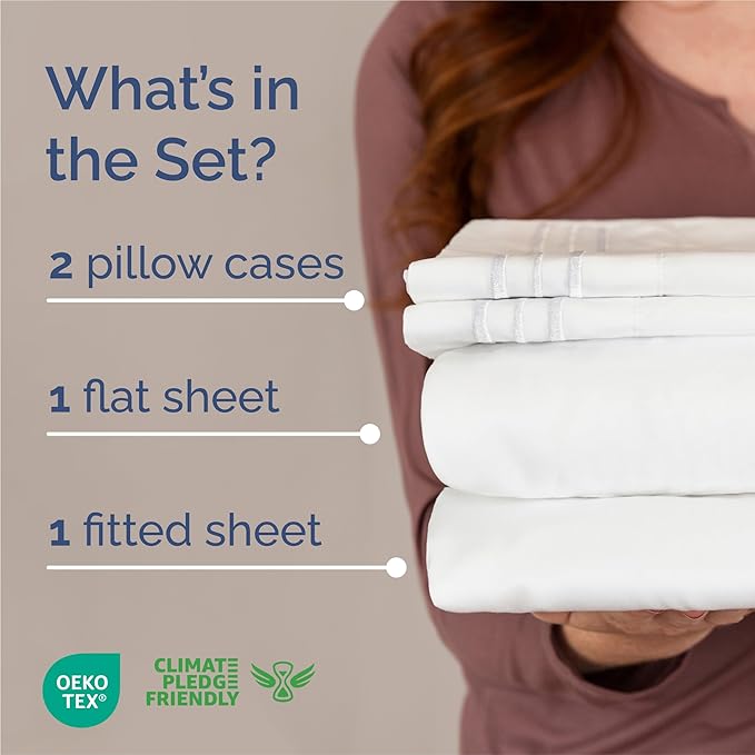 King Size 4 Piece Sheet Set - Comfy Breathable & Cooling Bed Sheets Set - Hotel Luxury Bedding for Women, Men, Kids, Teens, Boys & Girls - Deep Pockets, Ultra-Soft and Wrinkle Free - Oeko-Tex - White