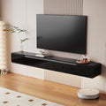 High Gloss Floating TV Stand with 3 Doors,70'' Wall Mounted TV Cabinet,Under TV Console,Floating Media Shelft for Bedroom Living Room(Black)