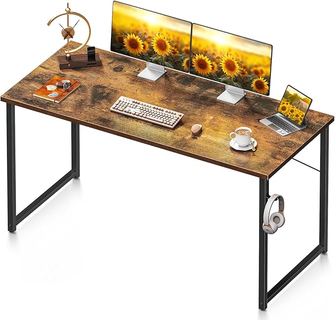 Coleshome 54 Inch Computer Desk, Modern Simple Style Desk for Home Office, Study Student Writing Desk, Vintage