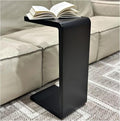 C Shaped End Table, Solid Wood C Side Table for Couch Sofa and Bed, Sofa Tables That Slide Under for Space Saving, Small Snack C Tables for Living Room Bedroom (H 24.4″ - Black, 1)