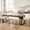 Modern Dining Chairs Set of 4, 23.6" Beige Round Backless Boucle Sherpa Upholstered Dining Chair with Solid Metal Legs for Kitchen, Living Room