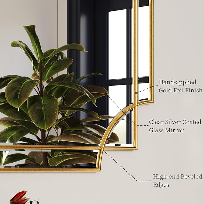 Kelly Miller 24"x48" Large Gold Mirror for Wall, Gold Traditional Wall Mirror Art Decorative Mirror Beveled Full Length Mirror Home Decor for Bathroom Living Room Bedroom Kitchen Farmhouse Entryway