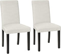 VECELO Upholstered Dining Chairs Set of 2, Fabric Wood Legs High Back for Kitchen Living Room, Beige
