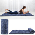 Leewadee - Foldable Floor Mattress - Japanese Roll Up Futon -Trifold Tatami Mat- Guest Floor Bed - Camping Mattress - Thai Massage Mat, Kapok Filled, 75 x 28 inches, Blue White