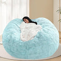BCU 7FT Big Bean Bag for Adults Kids Without Filling Oversized Bean Bag Chair Cover for Stuffed Animal Storage, Lake Blue