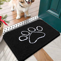OLANLY Door Mat for Muddy Dog Paws 24x16, Ultra Absorbent Chenille Mud Doormat with Paw Print Design, Non-Slip Washable Doormat for Indoor Entryway, Quick-Dry Pet Bed Mats for Dirty Dogs, Black
