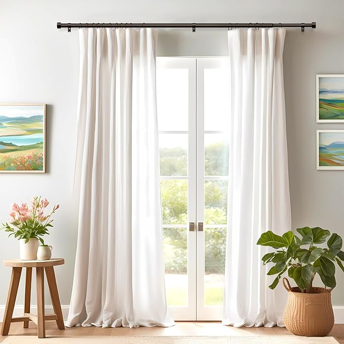 2 Pack Curtain Rods for Windows 48 to 84 Inch(4-7ft), 1 Inch Bronze Adjustable Heavy Duty Long Curtain Rod Set, Modern Style Outdoor Drapery Rods for Patio Bedroom, Size 32"- 90"