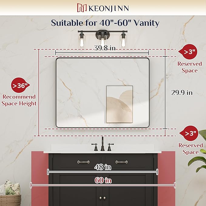 Keonjinn Matte White Bathroom Mirrors for Over Sink 40 x 30 Inch Large Rounded Rectangle Bathroom Mirror for Wall, Seamless Metal Frame Farmhouse Mirror, HD Tempered Glass(Horizontal/Vertical)