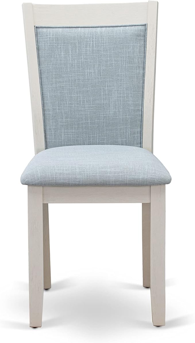 East West Furniture X027MZ015-9 9 Piece Dining Table Set Includes a Rectangle Dining Room Table with X-Legs and 8 Baby Blue Linen Fabric Upholstered Chairs, 40x72 Inch, Multi-Color