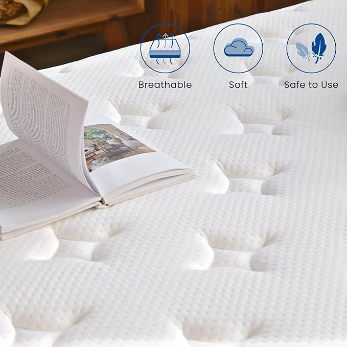 King Mattress 12 inch, Tight Top Deep Sleep Mattresses with Extra Lumbar & Hip Support, Medium to Firm Hotel Collection Hybrid Sleep System for Supportive, Breathable Bed in a Box King Size