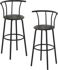VECELO Bar Stools Set of 2, Swivel Counter Barstools with Backrest, Bar Height Chairs for Dining Room, Kitchen Island, Pub, Easy Assembly, Retro Grey