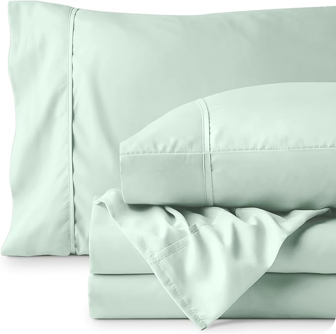 Bare Home Twin XL Sheet Set - College Dorm Size - Luxury 1800 Ultra-Soft Microfiber Twin Extra Long Bed Sheets - Deep Pockets - Easy Fit - Extra Soft - 3 Piece Set - Bed Sheets (Twin XL, Spring Mint)