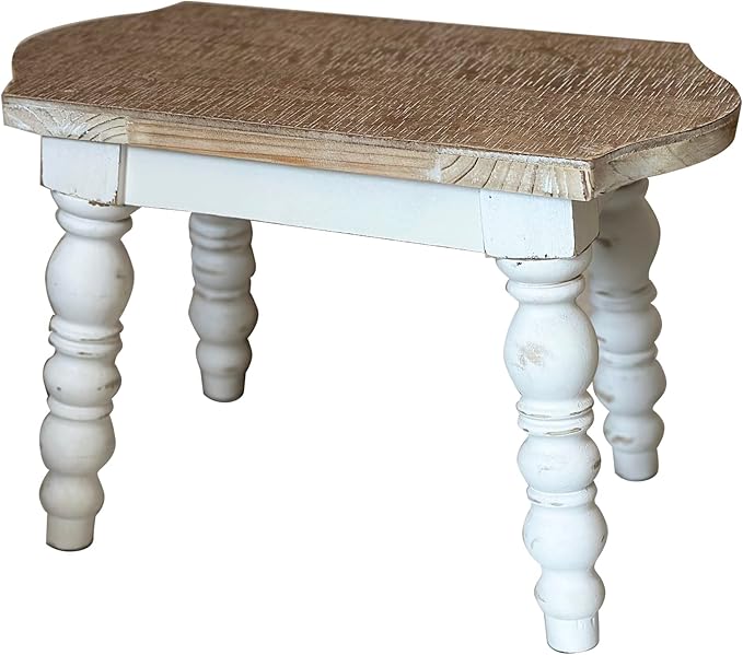Wooden Bathroom Farmhouse Step Stool, Wood Foot Stool for Adults Kids, Bedside Step Plant Stand for Kitchen