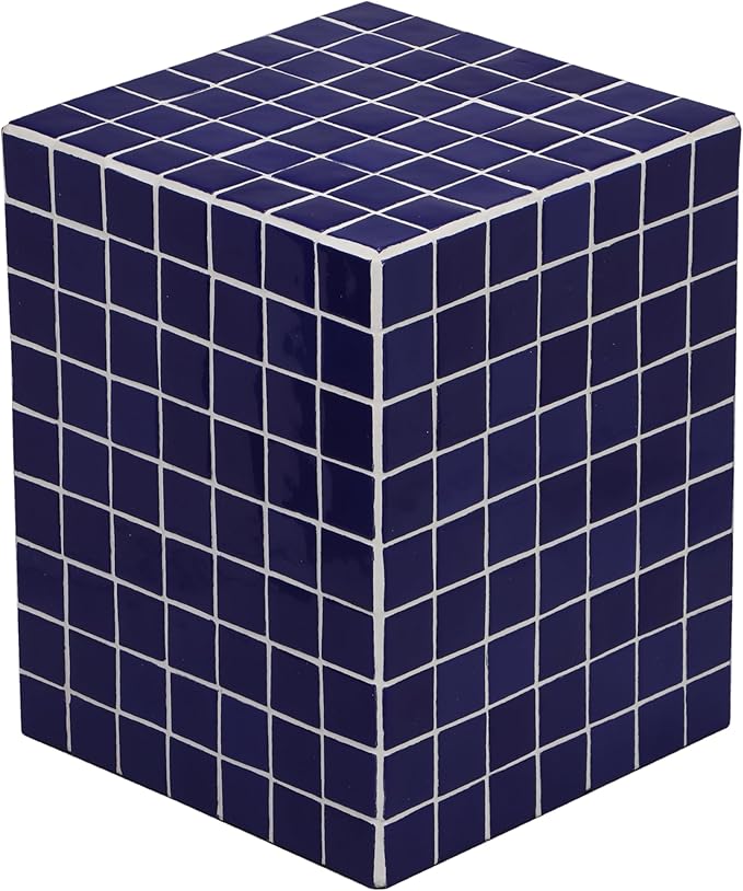 JONATHAN Y END2000D Callista 18" Modern Bohemian Ceramic Tiled Rectangle End Table, Side Table, Accent Table for Living Room, Bedroom, Navy/White