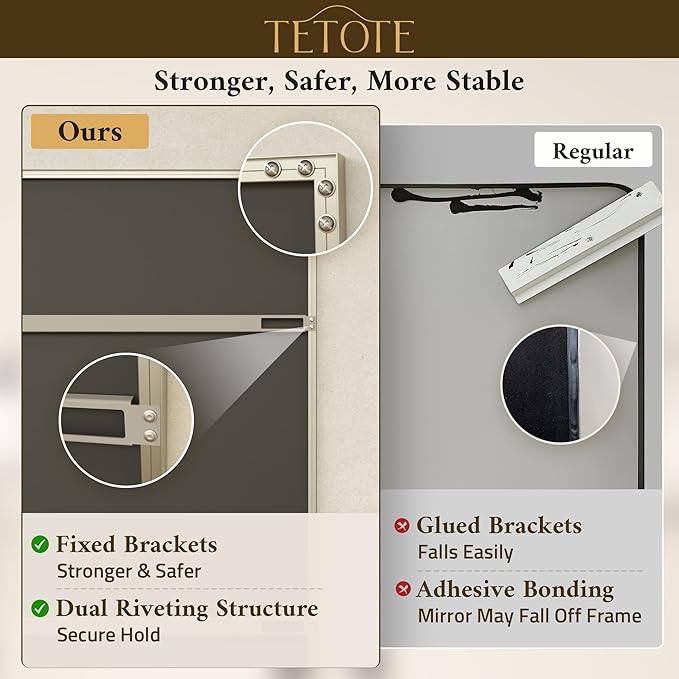 TETOTE Brushed Nickel Bathroom Mirror 48" x 30" Beveled Frame Rectangle Bathroom Vanity Wall Mirror for Over Sink, Tempered Glass, Stronger Frame, Modern Farmhouse Bedroom, Entryway, Living Room