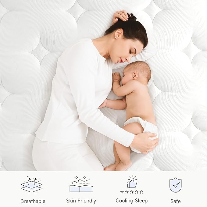 Vesgantti King Size Mattress,12 Inch Hybrid Innerspring Mattress in a Box with Memory Foam, Back Support & Pressure Relief, Medium Firm Feel for Adults (King Size)