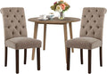 COLAMY 3-Piece Extendable Dining Table Set for 2, 36" Kitchen Round Wood Table with 2 Tufted Dining Room Chairs,Light Brown/Taupe