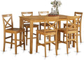East West Furniture CAPU7H-OAK-W 7 Piece Kitchen Counter Height Dining Table Set Consist of a Rectangle Dining Room Table and 6 Wooden Seat Chairs, 36x60 Inch, Oak
