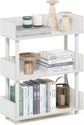 Furinno Turn-N-Tube 3-Tier Multipurposes Display Rack, Open Shelf Rack/Storage with Back & Side Panel, White/White