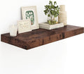 12" Deep Rustic Brown Floating Shelves,Over Toilet Long Wall Mounted Modern Farmhouse 36 inches,Wall Shelves with Invisible Brackets for Bedroom, Bathroom, Living Room, Kitchen, Set of 1