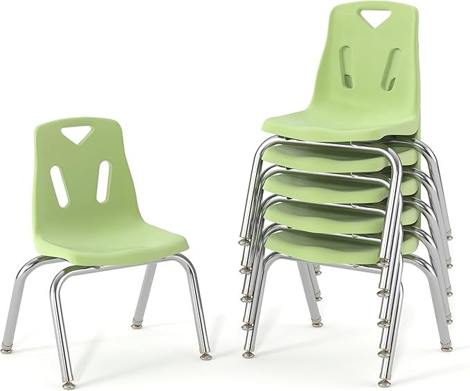 Berries Jonti-Craft 8148JC6130 Stacking Chairs with Chrome-Plated Legs, 18" Height, Key Lime, Pack of 6